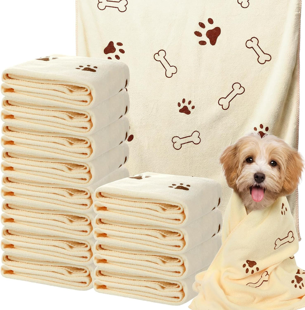 Irenare 12 Pack Dog Bath Towel Set 20'' x 39'' Microfiber, Multicolor