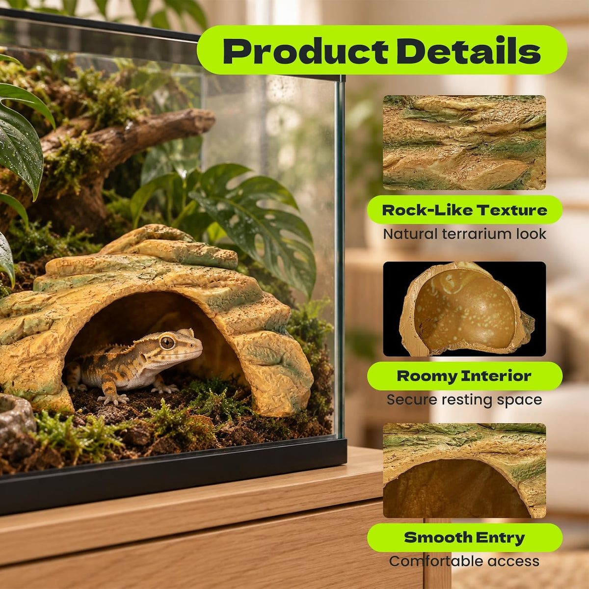 Terrarium Decor, Lizard Snake Reptile Hide, Reptile Hideout Cave