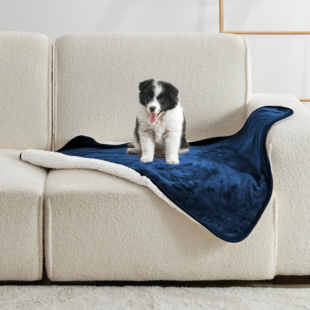 Soft Waterproof Blanket for Bed Couch Sofa, Navy Blue, 50x60 inches