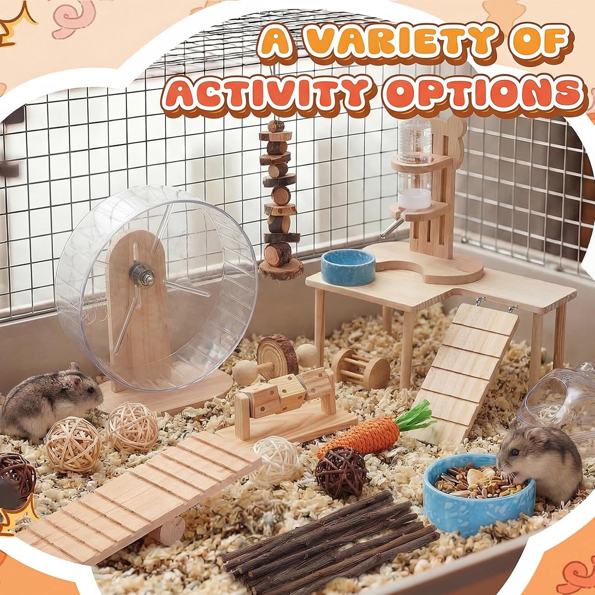 40 Pcs Hamster Cage Accessories Exercise Wheel,Interactive Style