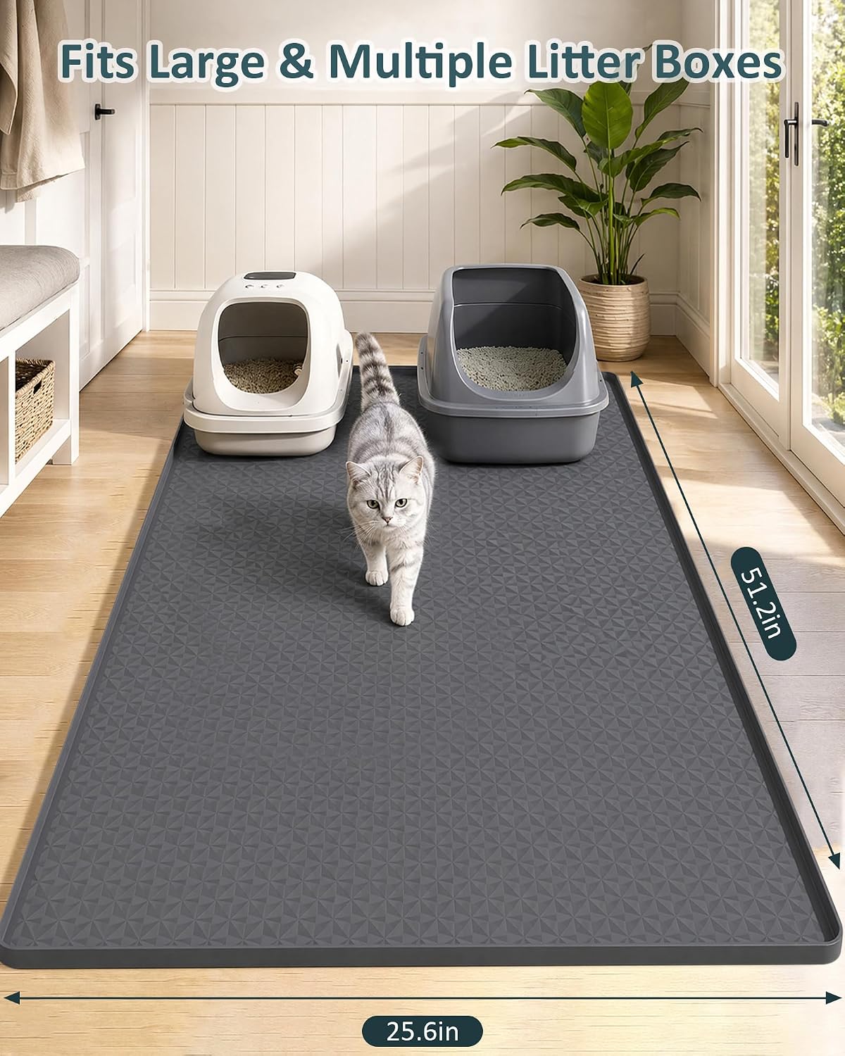 Extra Large Cat Litter Mat, Waterproof Litter Mat, 51.2 x 25.6 in