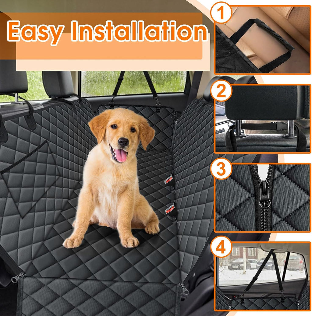 NECKORY Waterproof Dog Car Seat Cover for Back Seat, Pet Hammock- S, Black
