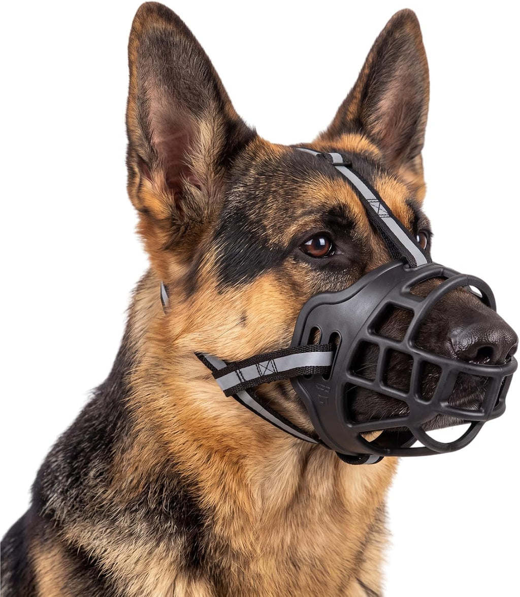 Basket Muzzle for Medium Sized Dog, Breathable Reflective Adjustable Dogs Muzzles Prevents Scavenging, Chewing & Biting for Grooming Trimming Training, Soft, Lightweight & Sturdy (Size 3)