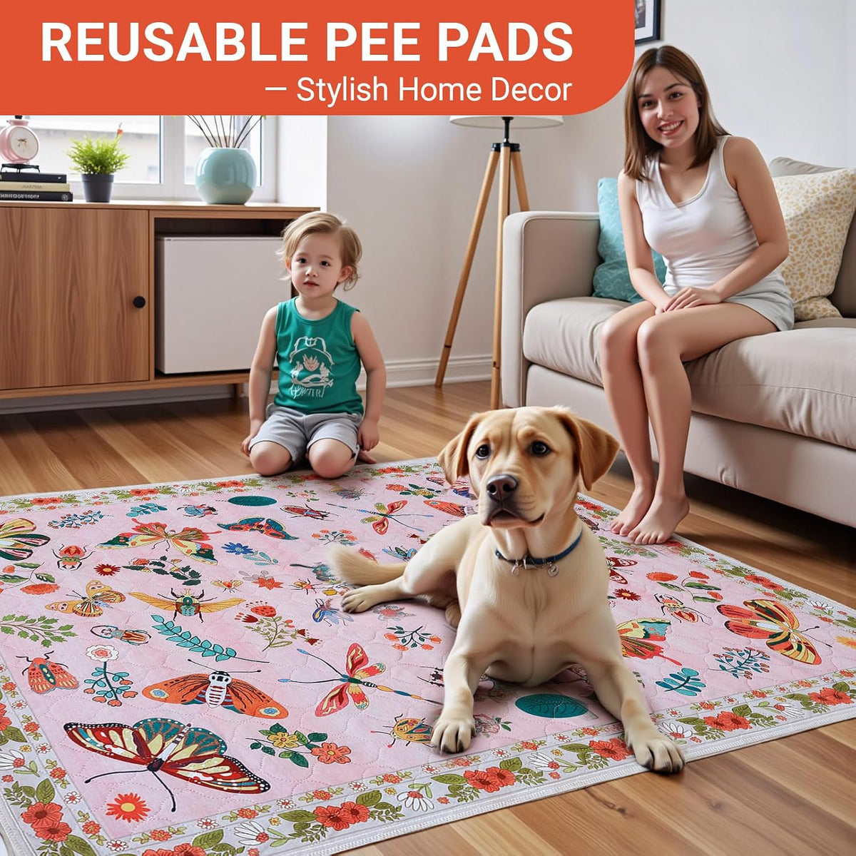 Pink Large Absorbent Reusable Washable Pee Pads for Dogs, 2 Pack 48"x36"