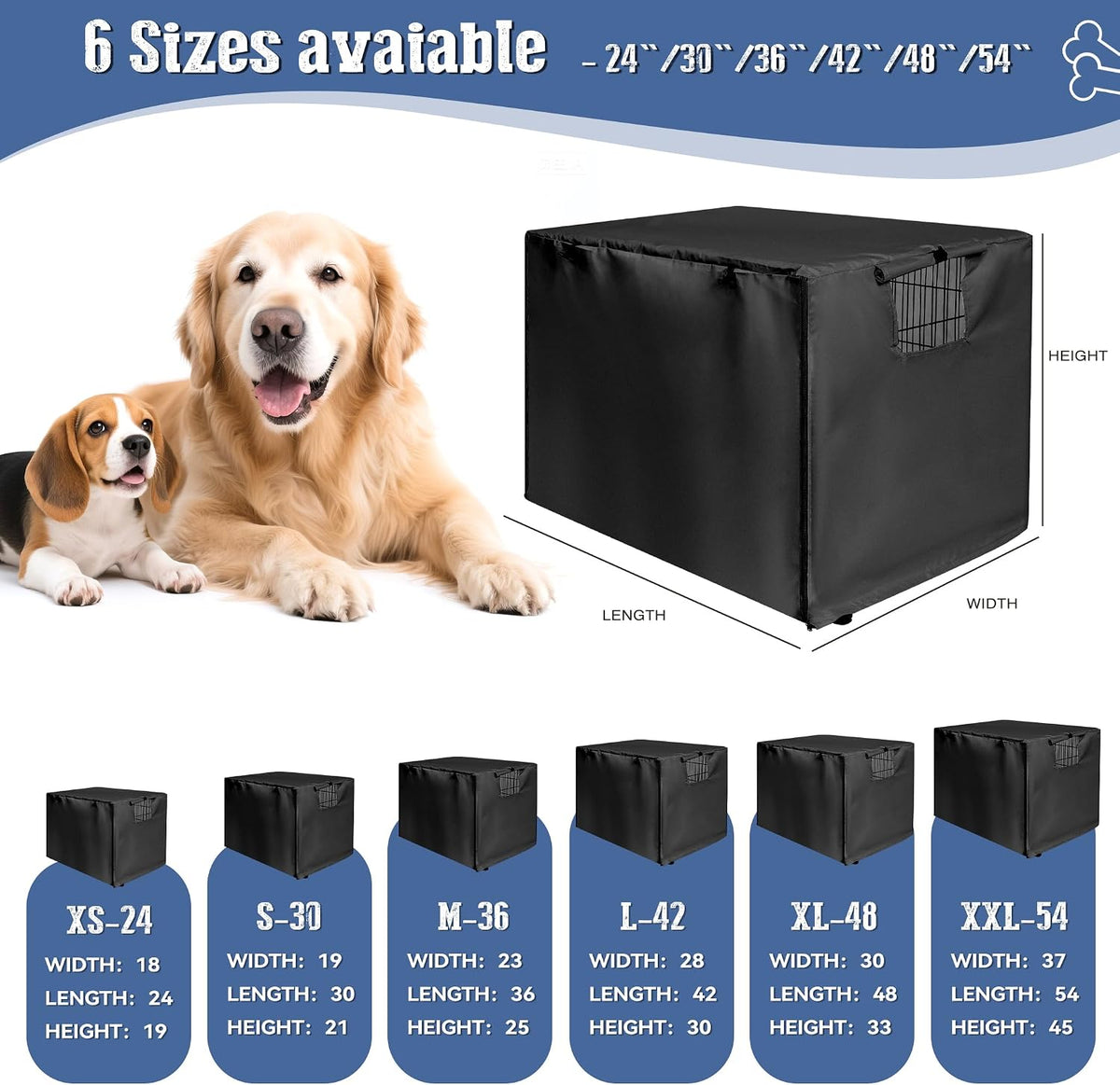 kefit Dog Crate Cover, Privacy & Light-Blocking Cover for Wire Dog Kennel/Cage, Fits Standard 36" Crates, Black
