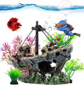 6 Pcs Aquarium Decor Set Shipwreck Decoration Little Diver Floating Fish Tank by Xereooe
