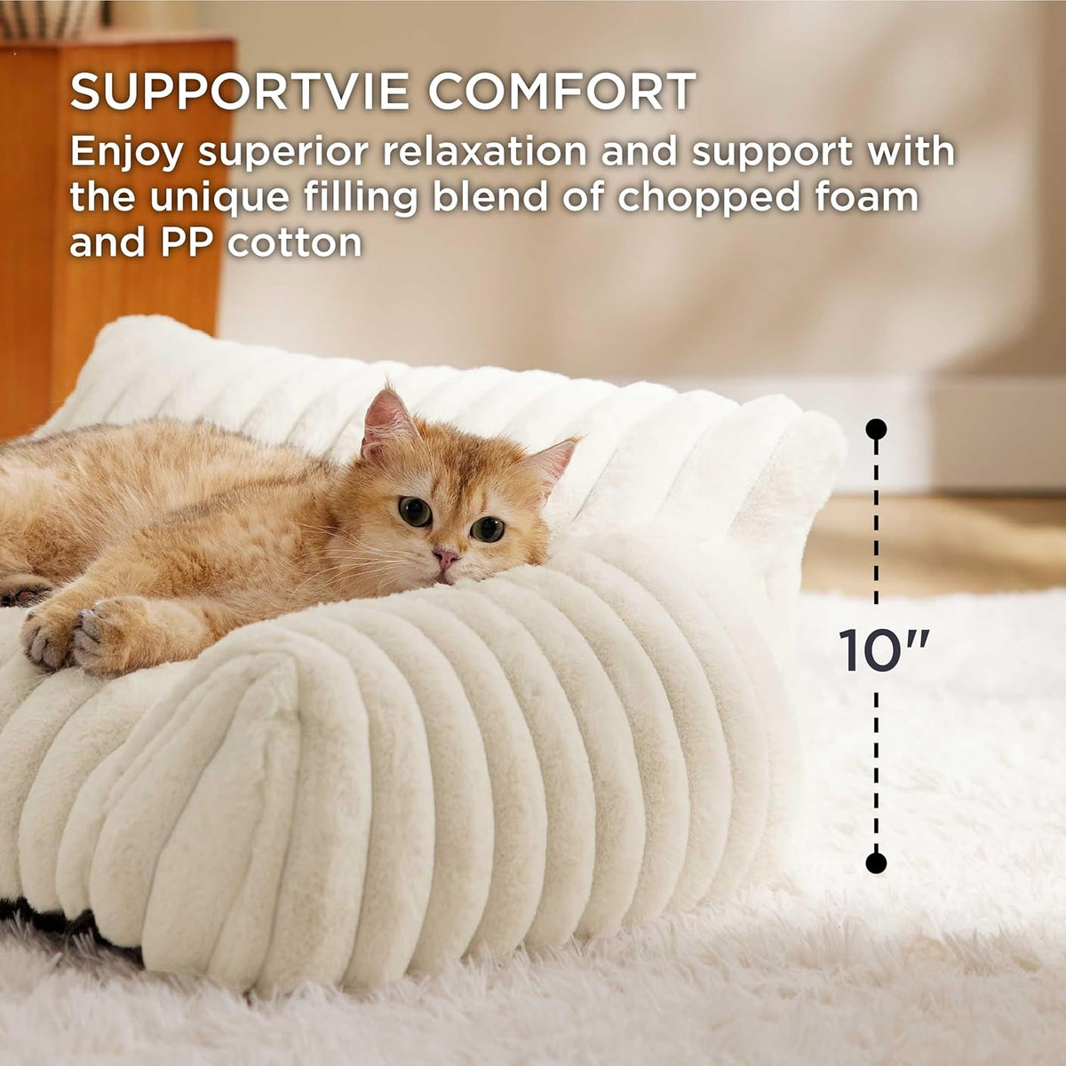 Bedsure ComfyFleece® Shown on TV Fluffy Cute Dog Couch for Pets,30in Cream