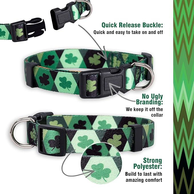 Native Pup St Patricks Dog Collar- Saint Patrick Green Shamrock Pet Collars- - Image 4