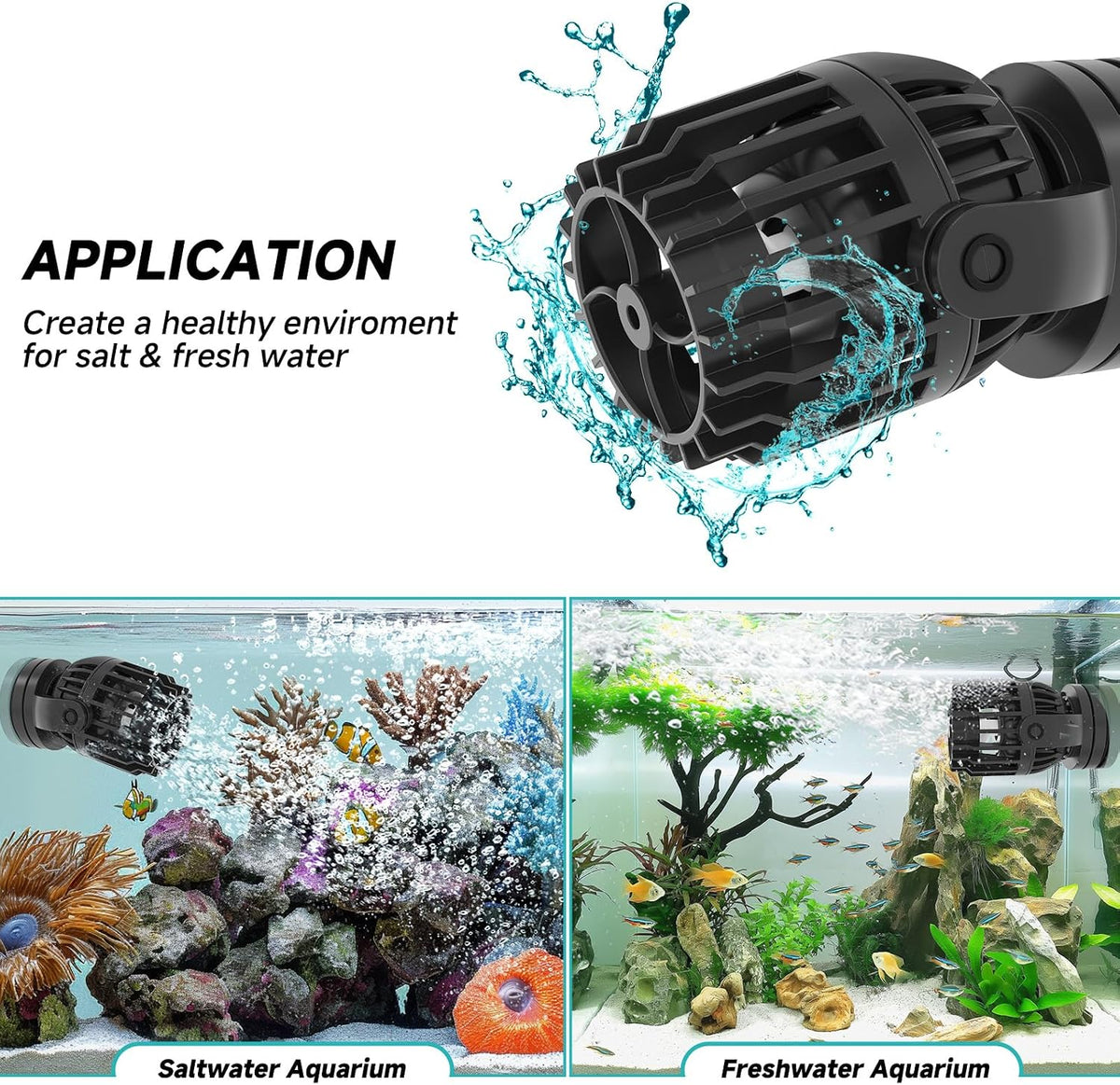 AQQA Aquarium Wave Maker 1056GPH, DC Circulation Pump with Controller