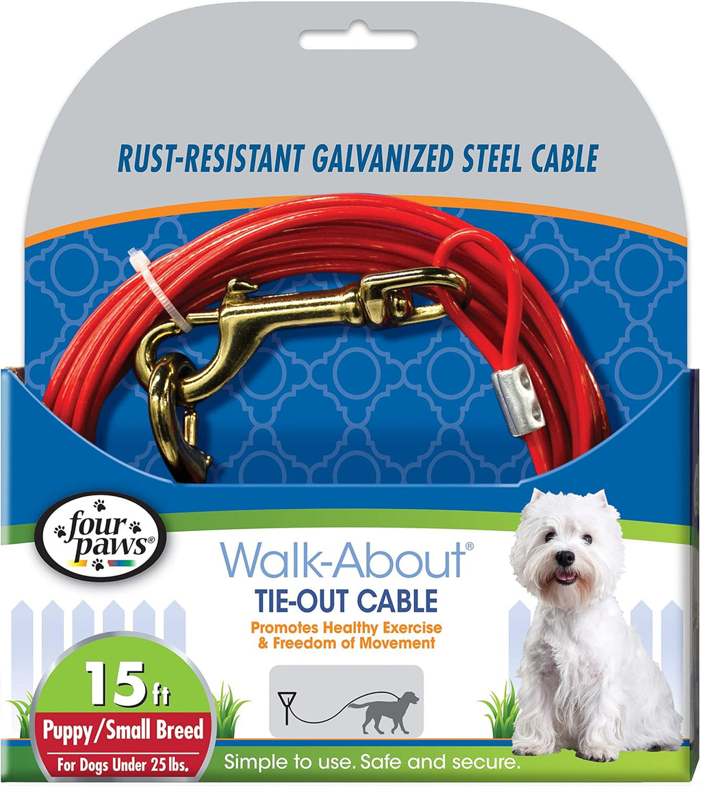Four Paws Puppy Dog Tie Out Cable Red Puppy (15 Feet)
