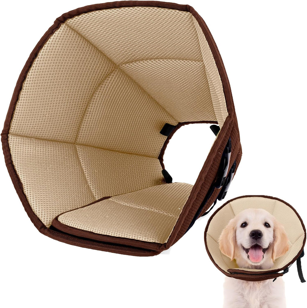 Allroaring Breathable Medium Dog Cone, Comfy Cone After Surgery Brown M