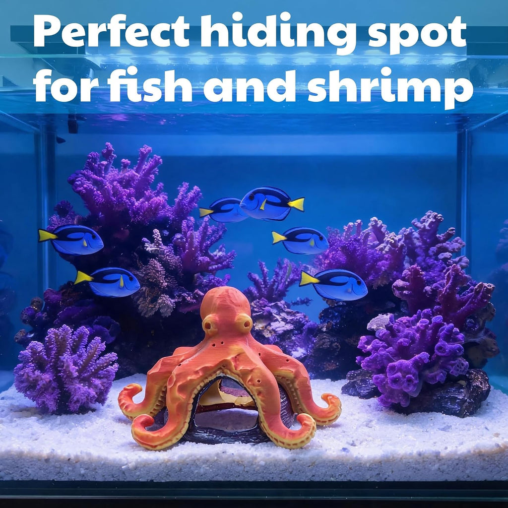 Resin Octopus Aquarium Decor, Fish Tank Hideout Cave for Betta Fish Shrimp