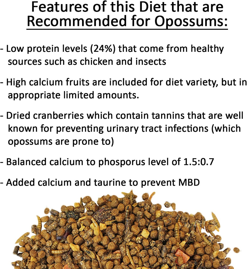 Exotic Nutrition Opossum Complete - Nutritionally Complete Healthy Pellet Diet - Food for Short-Tailed & Virginia Opossums (1 lb.)