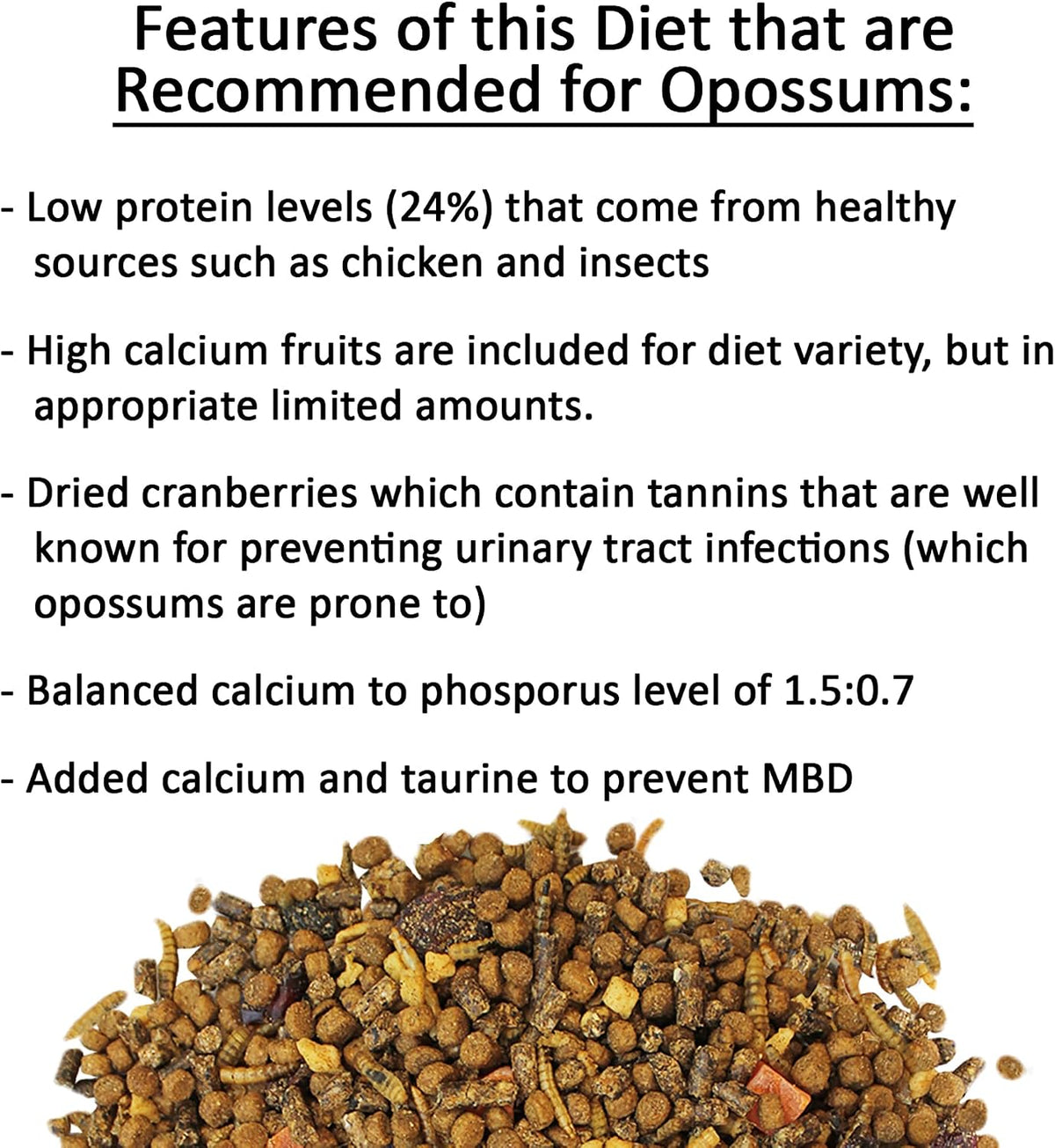 Exotic Nutrition Opossum Complete - Nutritionally Complete Healthy Pellet Diet - Food for Short-Tailed & Virginia Opossums (1 lb.)