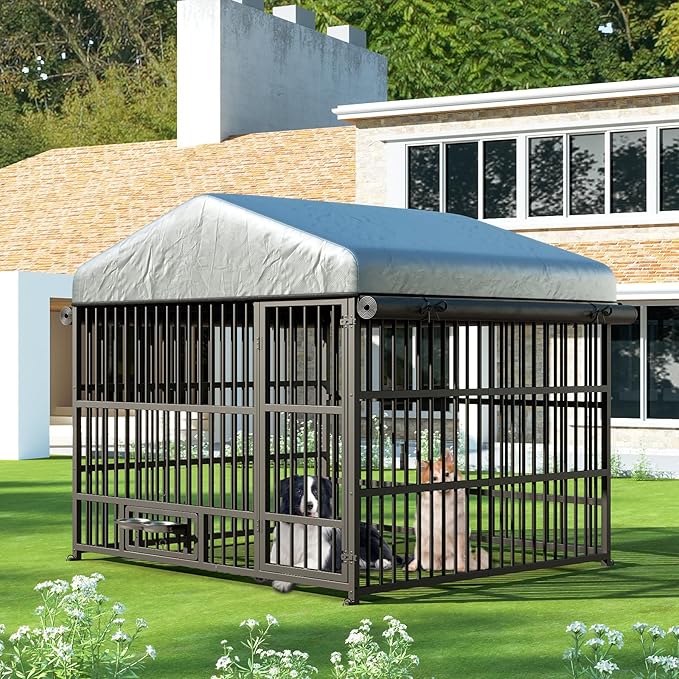 HOOBRO Outdoor Dog Kennel with Cover, 6.6 x 6.6 x 6.4 ft Dog Kennel Outside - Image 8