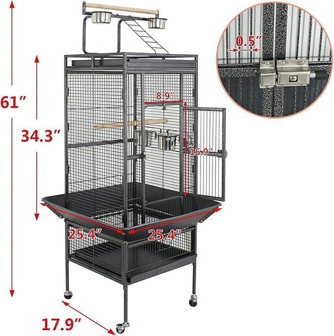 Nova Microdermabrasion 61 Inches Large Bird Cage Play Top Parrot Cockatiel - Image 3