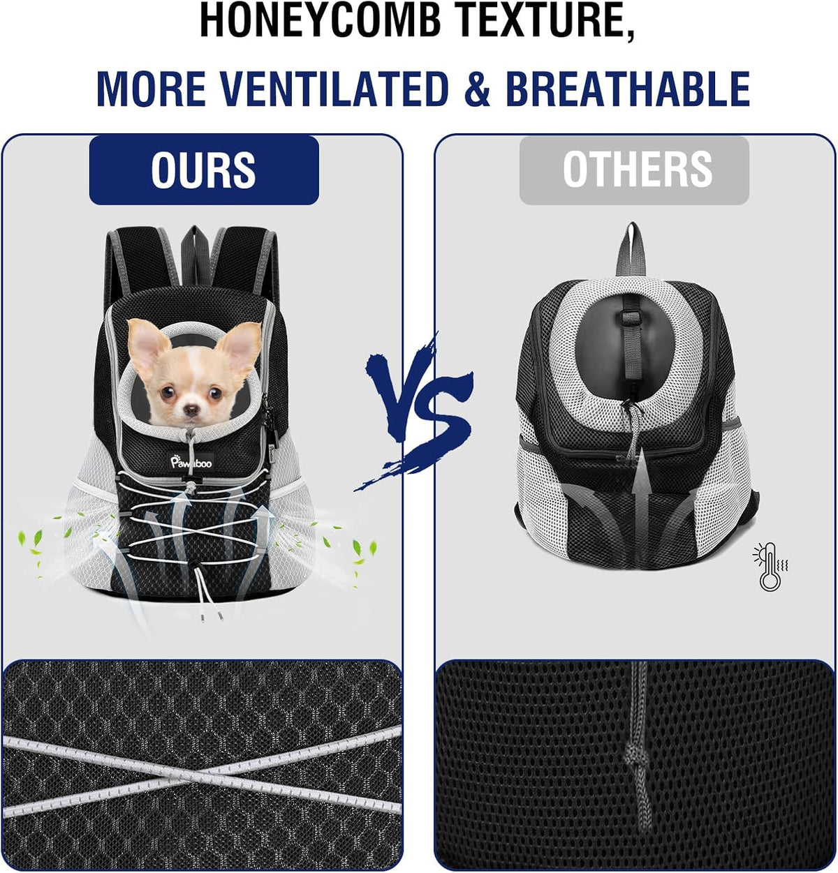 Pawaboo Pet Dog Front Carrier Backpack,Ventilated Mesh Puppy Back Pack