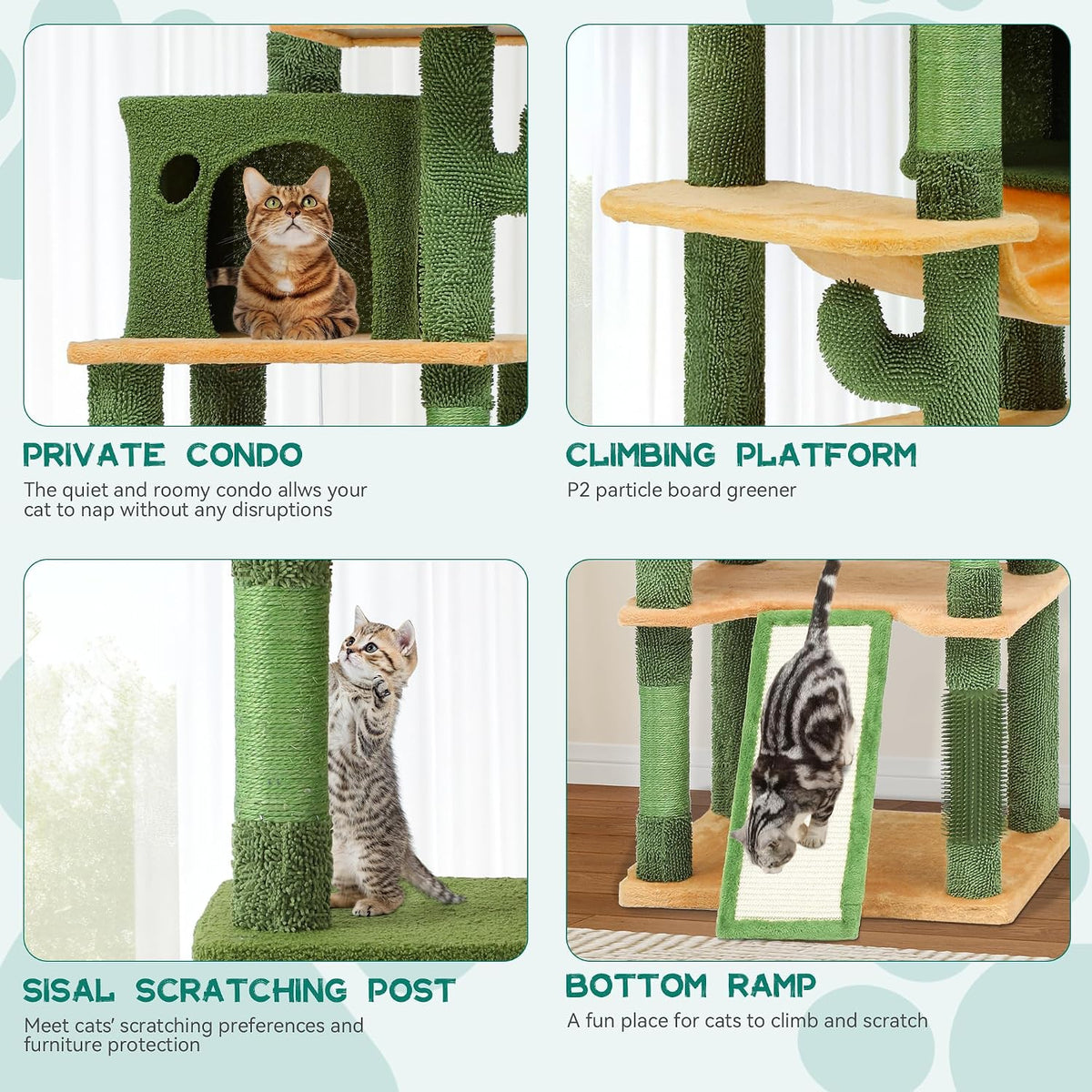 YITAHOME 76in Tall Cactus Cat Tree
