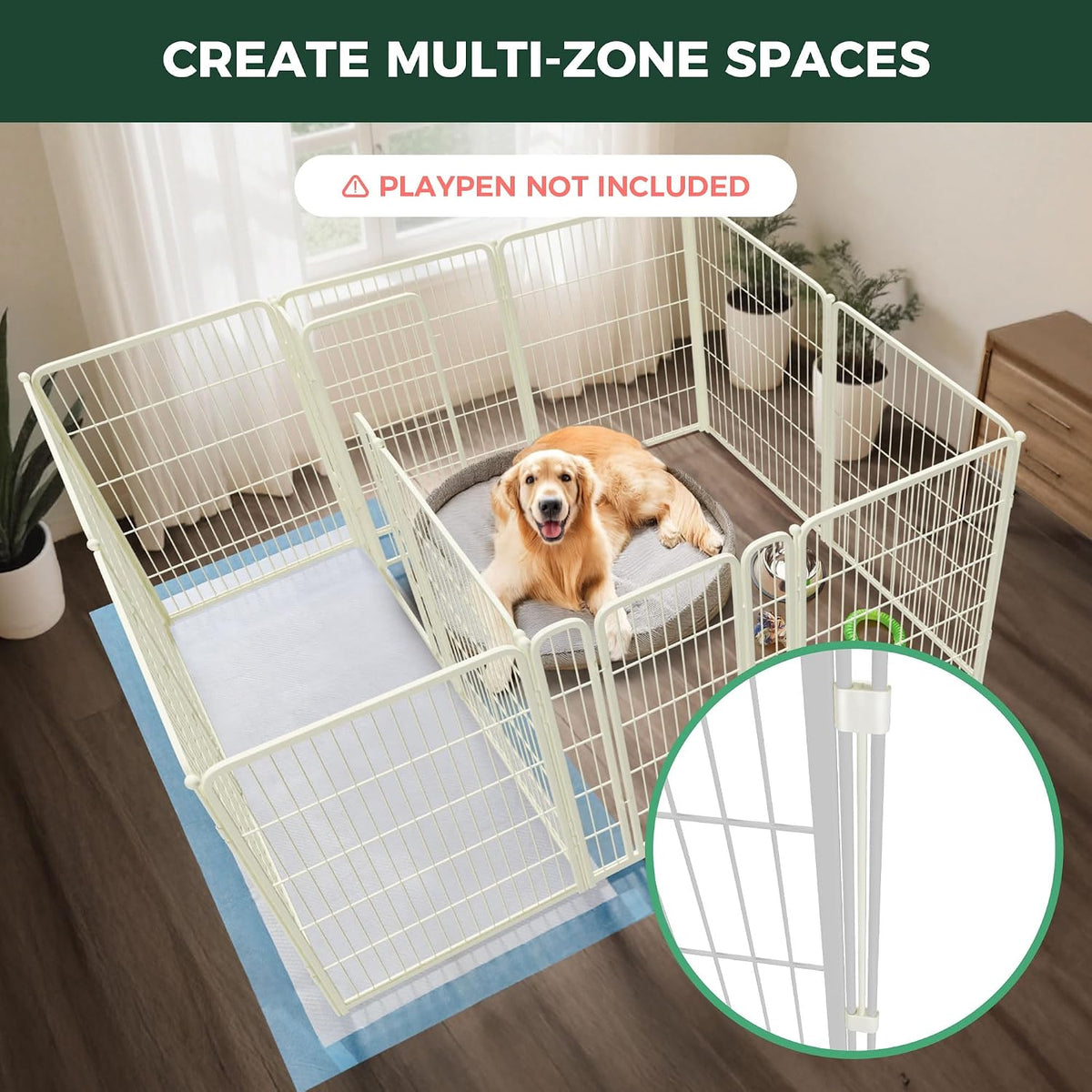 FXW Divider Connectors, Dog Playpen Accessories, 2 Pack, White