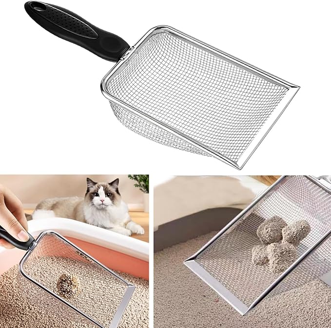 itPlus Cat Litter Scoop, Stainless Steel Cats Sturdy Mesh Scooper Kitty Litter - Image 5