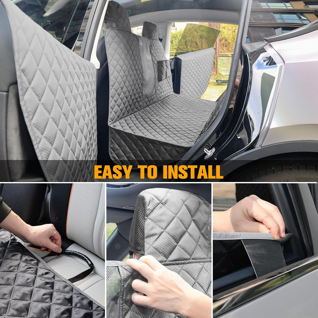 PETICON Dog Seat Cover for Tesla Model 3 & Y Back Seat + 2 Door Protectors