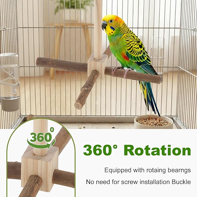 Rotating Bird Perches, Natural Wooden Perch - Image 3