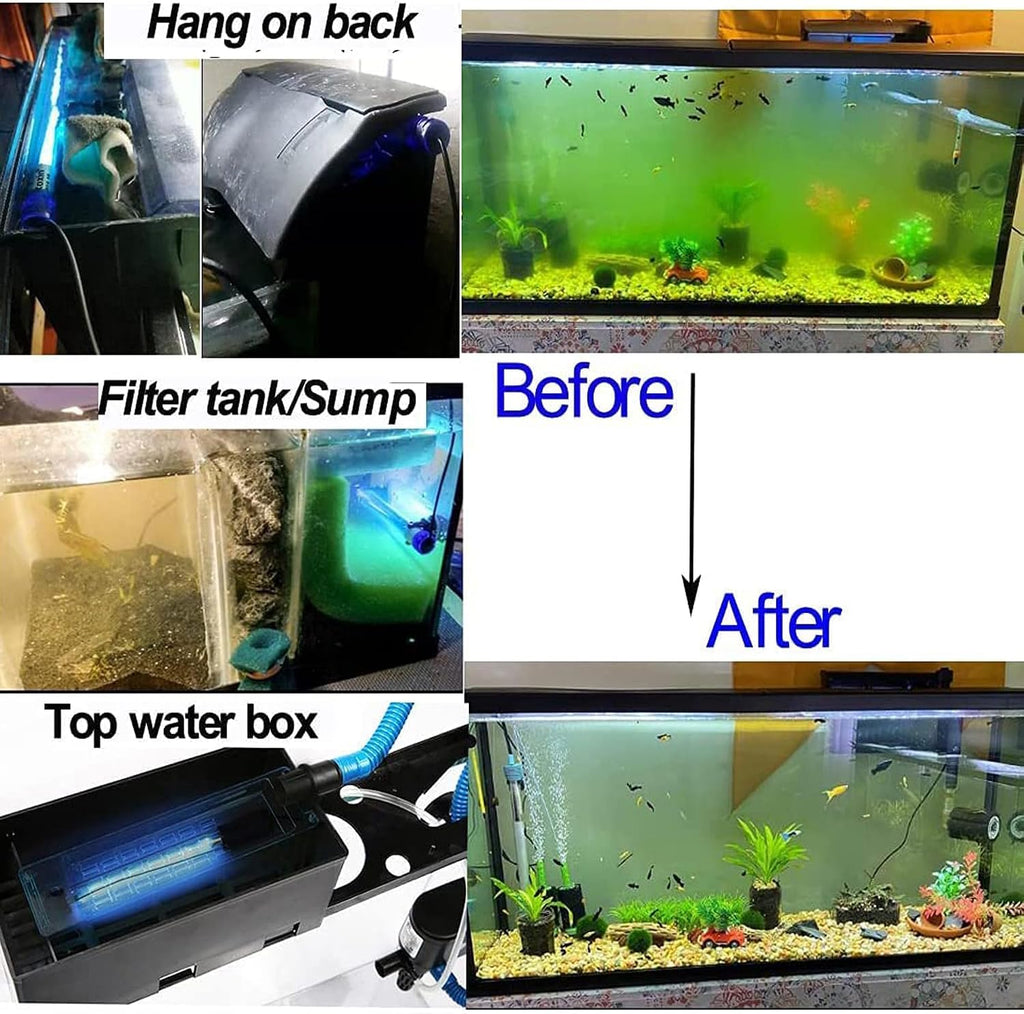 Aquarium UVC Clean Light Algae Clear Green Bloom Clean Fish Tank UVC Water Clean Lamp for Sump Pond Filter Tank (3W with Timer)