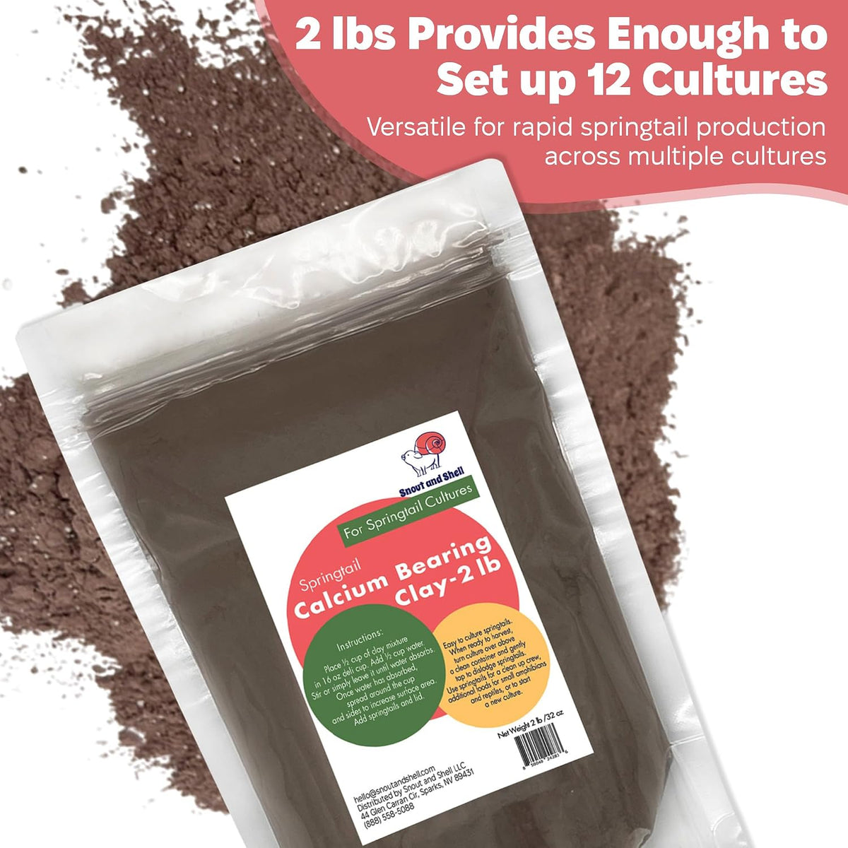Springtail Calcium Bearing Clay - 2 lb | Ideal for Culturing Springtails, Reptile and Amphibian Terrariums, and Natural Habitat Cleanup Crew