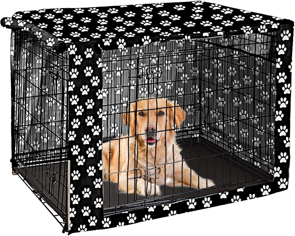 Pethiy Dog Crate Cover Durable Polyester Pet Kennel Cover Universal Fit for Wire Dog Crate - Fits Most 24 inch Dog Crates - Cover only-Gray Soles-24