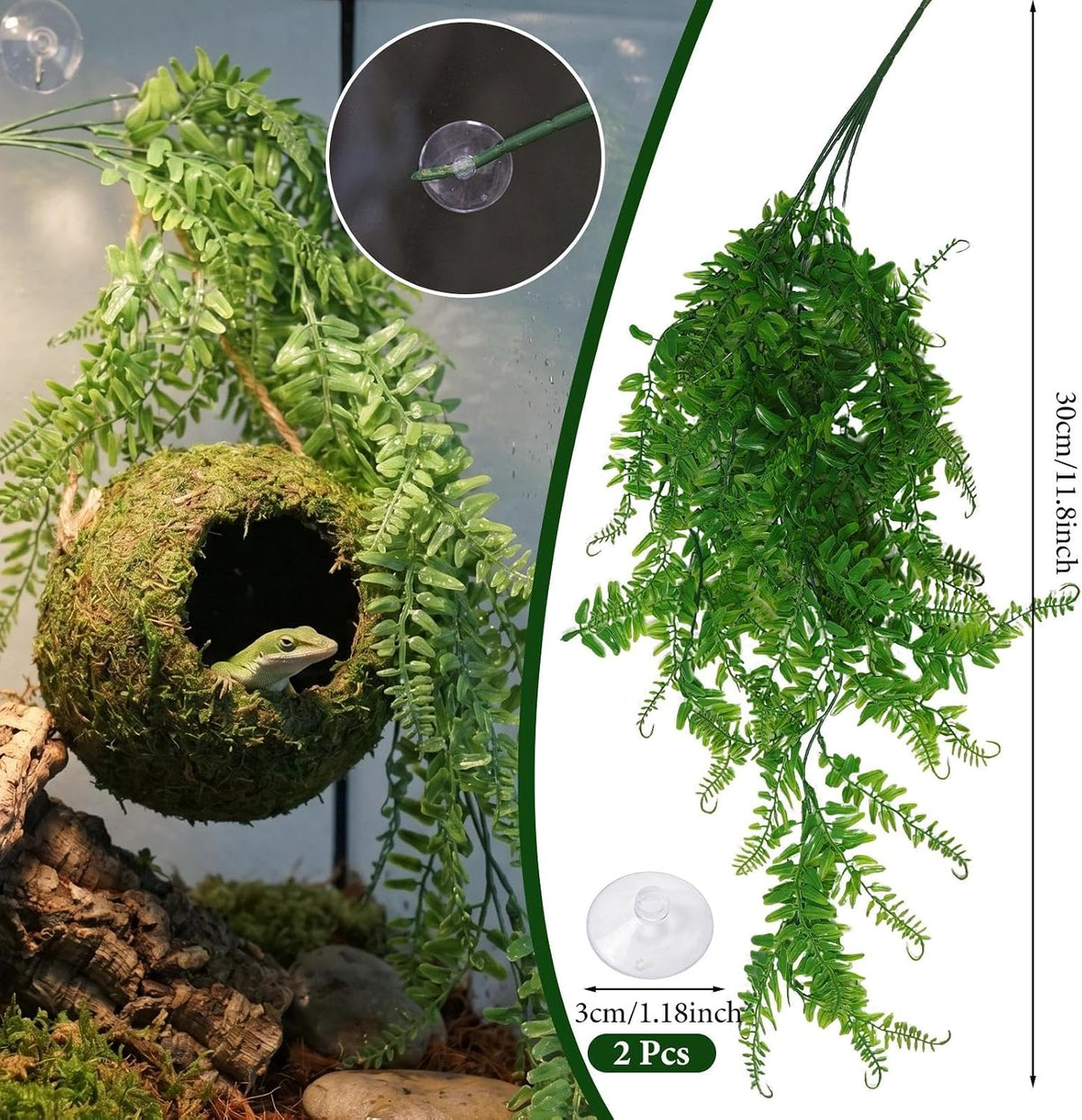 Mossy Reptile Cave Hide, Platform Mossy Hide Shelter for Lizard Gecko Snake