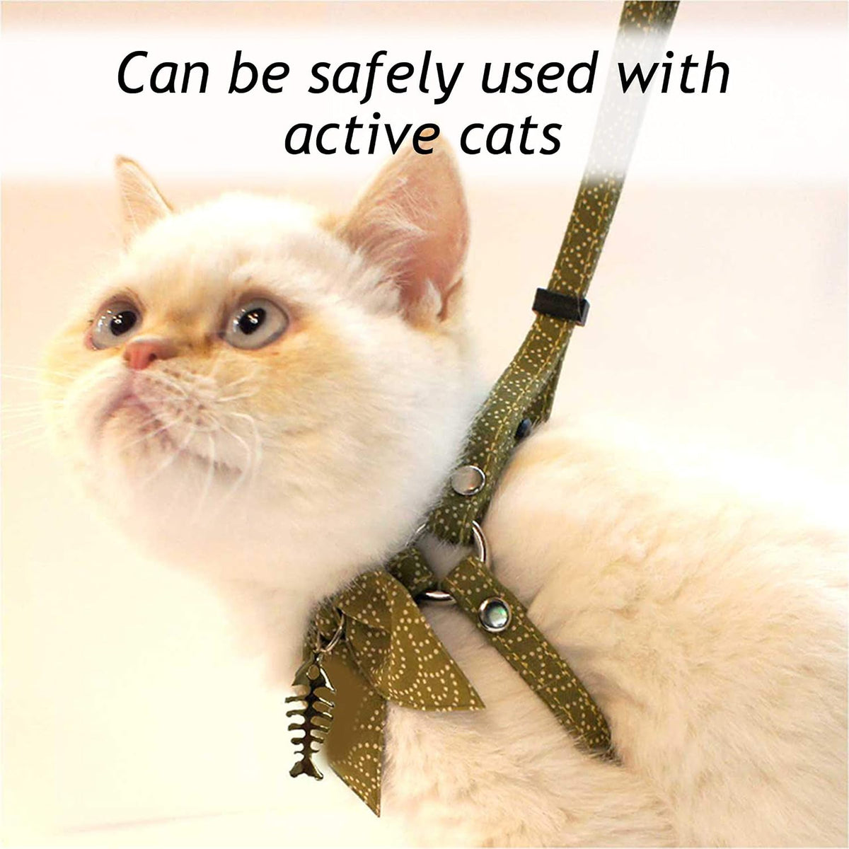Necoichi Zen Fish Charm Cat Harness & Leash Set (Red)