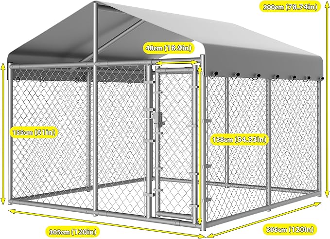 10 x 10 x 6 ft Outside Dog Kennel Outdoor Large - Image 5