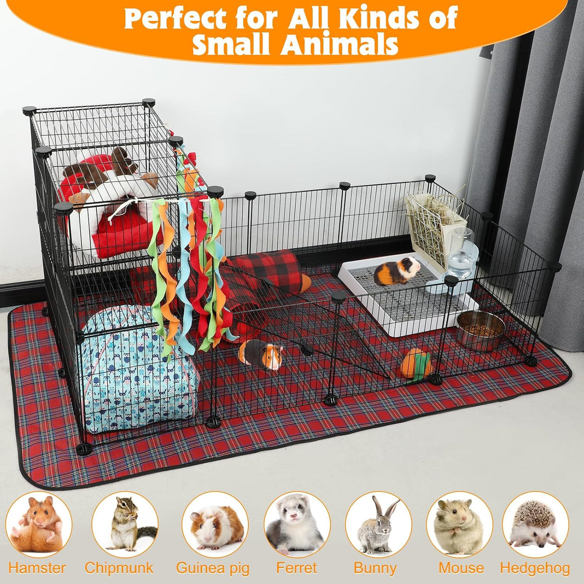 FHTONGE Extra Large Guinea Pig Cage Loft with 2 Waterproof Bedding