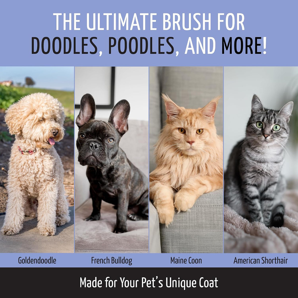 Tauro Pro Line Deshedding Slicker Brush for Dogs & Cats, Large (L), Purple
