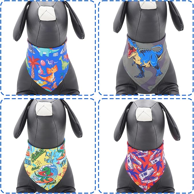 30 Pack Large Dinosaurs Dog Bandanas Stitch Dog Bandana Bulk Reversible Print - Image 4
