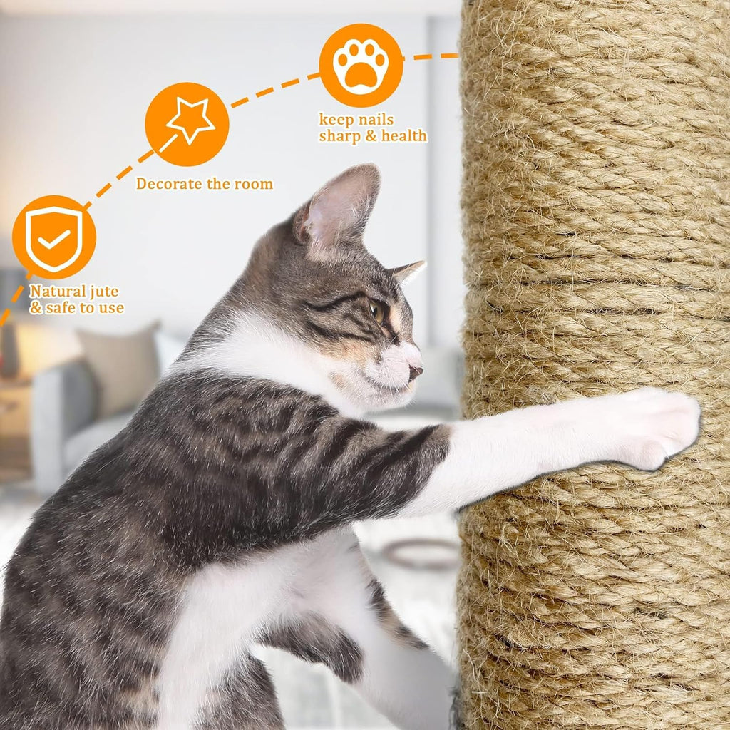 2PCS Cat Scratching Post Replacement 15" Natural Jute Spare Extension Scratch Post for Cats Tree DIY Craft Refill Pole Parts Hemp Rope Scratcher Climbing Perch