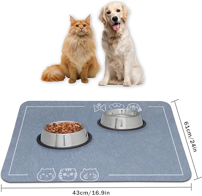 YCT Cat Pet Food Mat, Non-Slip Bottom Absorbent Quick Dry Feeding Mat - Image 7
