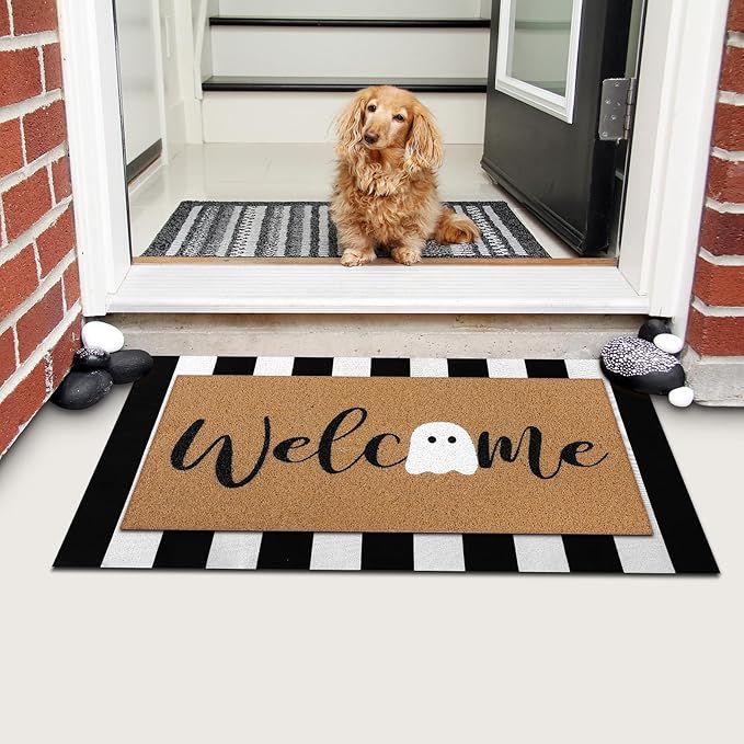 Tinideya 2 Pcs Door Mat Welcome Non Slip Coir Mats Floor Layering Doormats - Image 4