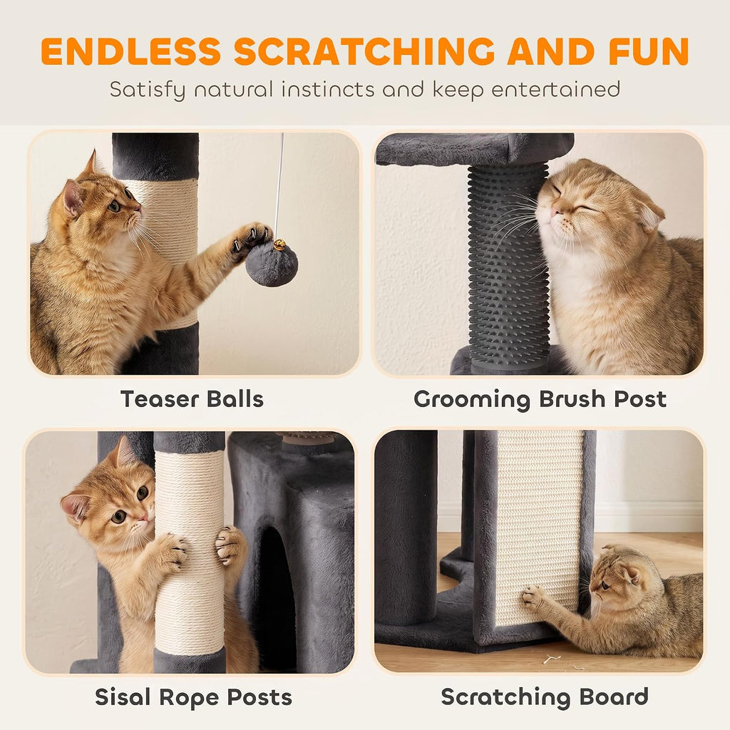 PawHut Extra Large Cat Tree Tower Dual Baseboard 79-Inch for Large Cats