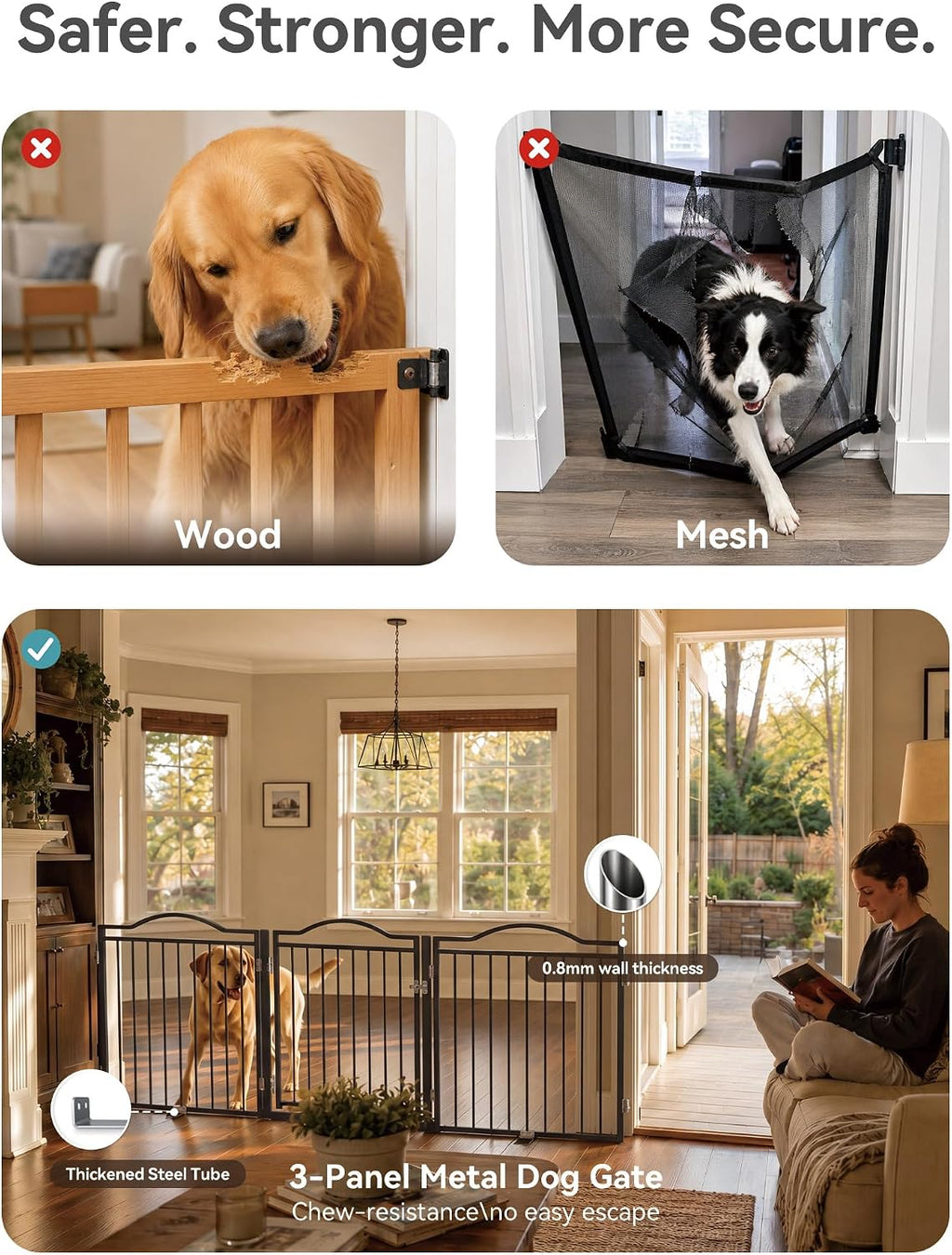 No Pawblems Metal Freestanding Foldable Dog Gate with Door, 30'' Tall
