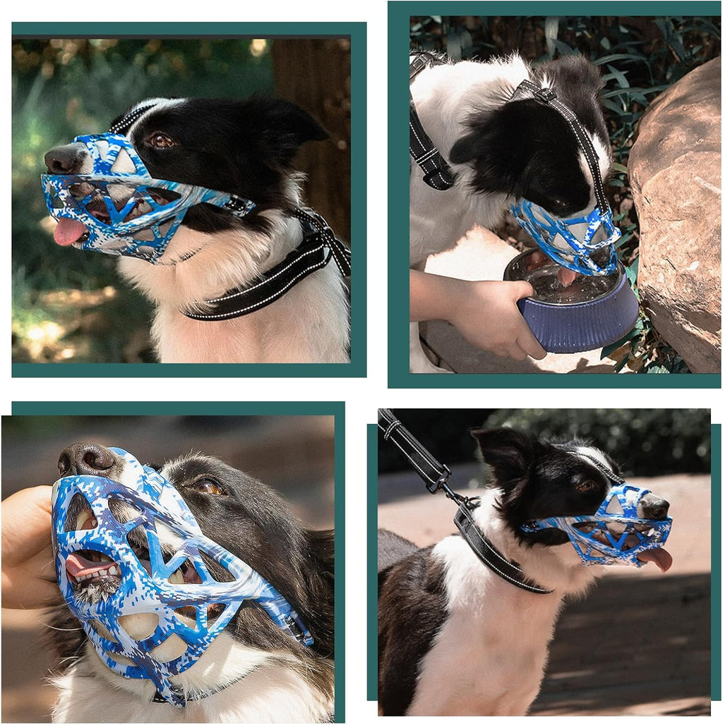 PETCUTE Dog Muzzles,Lightweight, Durable,Dog Muzzle for Large Medium Small Dogs,Adjustable Basket Muzzle for Dogs with Reflective Strips,Prevents Unwanted Barking Biting and Chewing,M