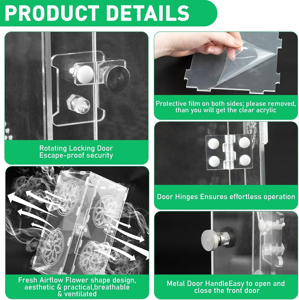 11.8"x5.5"x5.9" Jumping Spider Enclosure with Front Door