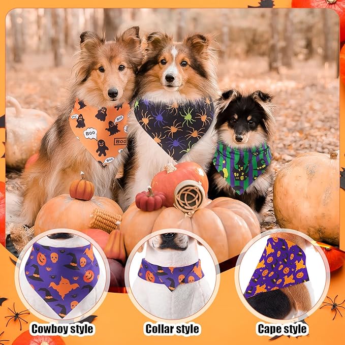 Sanwuta 120 Pcs Halloween Dog Bandanas Bulk Skeletons Pumpkin Bat Skull Ghost - Image 4