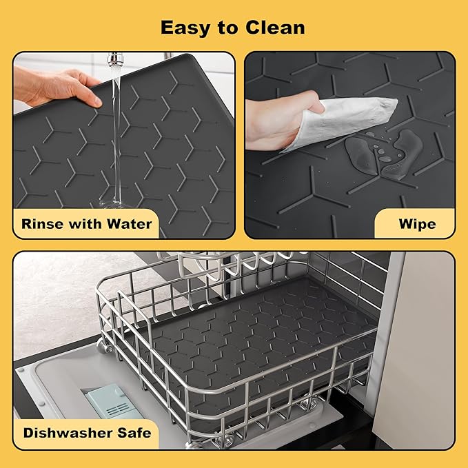 Pieviev 24''x16'' Dog Cat Food Bowl Mat, Silicone Waterproof Food Grade Pet - Image 6