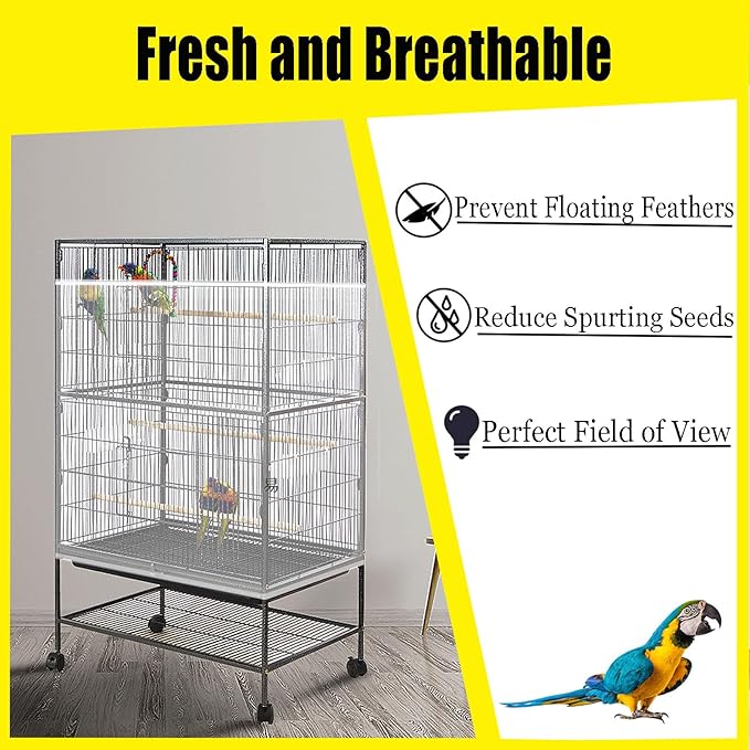 Bird Cage Seed Catcher Large Bird Cage Cover 118 * 31 inches Adjustable Net - Image 3
