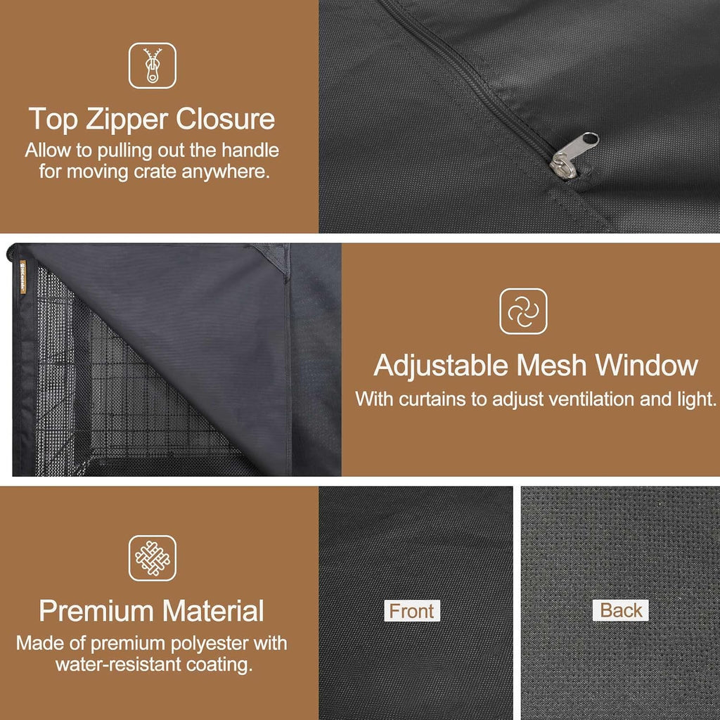 36-Inch Dog Crate Cover with Mesh, Waterproof Kennel Cover, Black