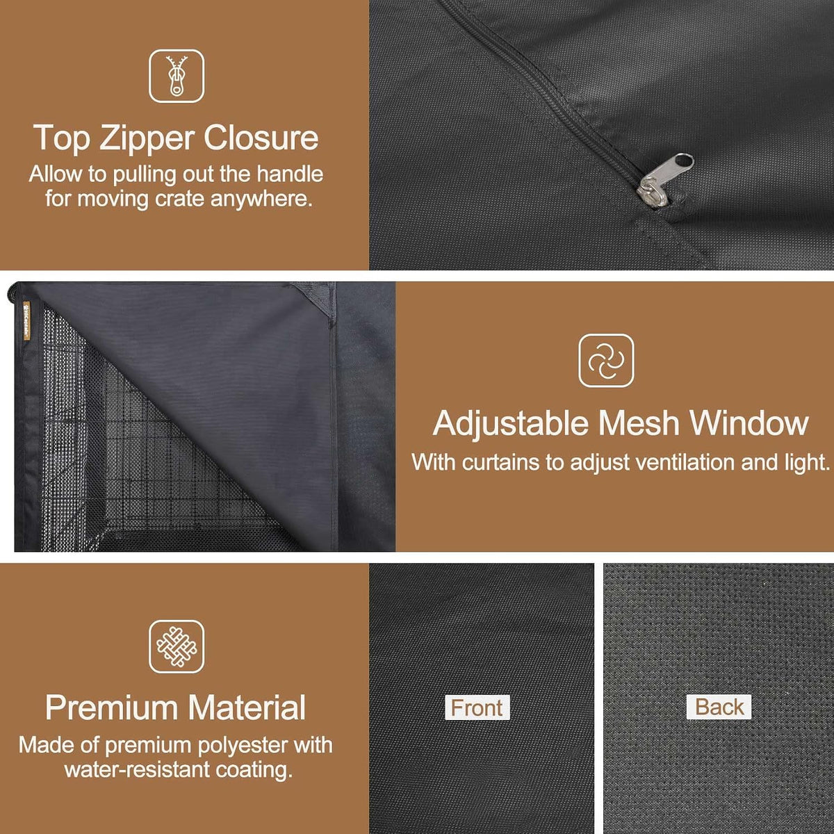 36-Inch Dog Crate Cover with Mesh, Waterproof Kennel Cover, Black