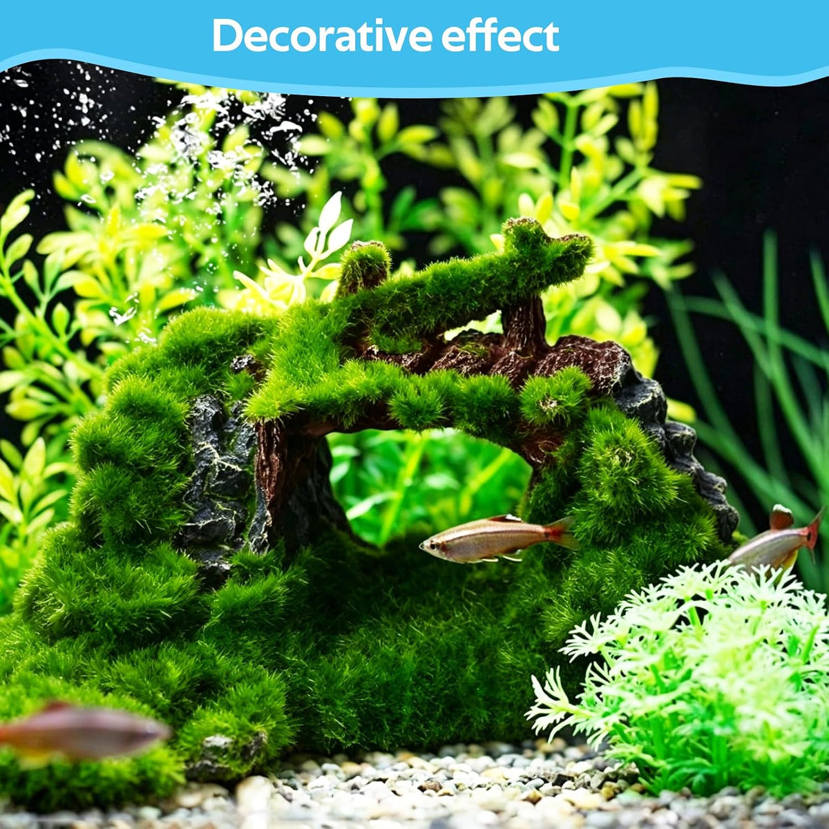 Saim Aquarium Cave Decor, Mossy Rock Hideout