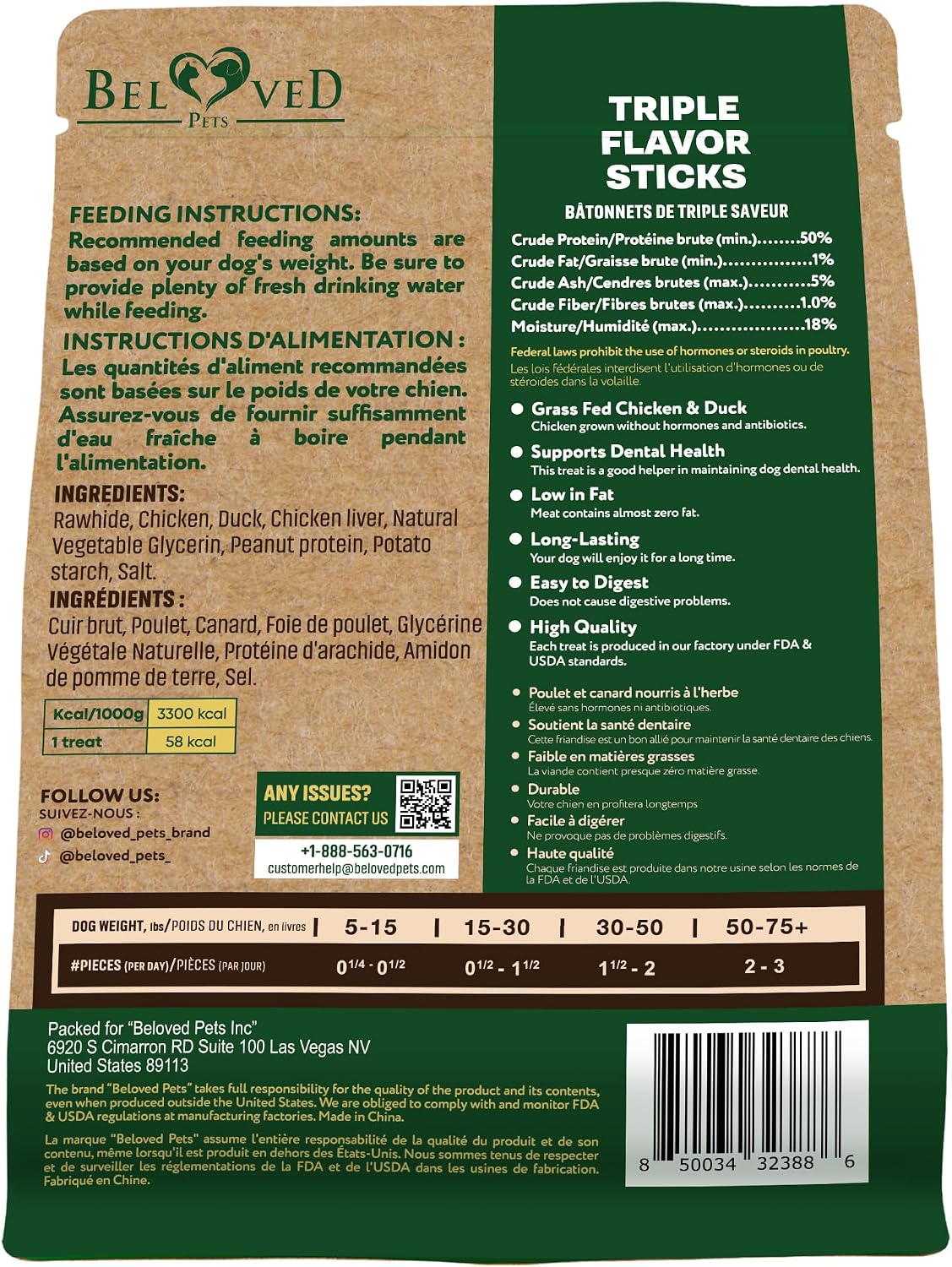 Beloved Pets Dog Treats & Rawhide Bones Wrapped Chicken and Duck - Pet Chews Sticks for Large, Medium & Small Breeds - Long Lasting Chewers Snacks – Puppy Treats