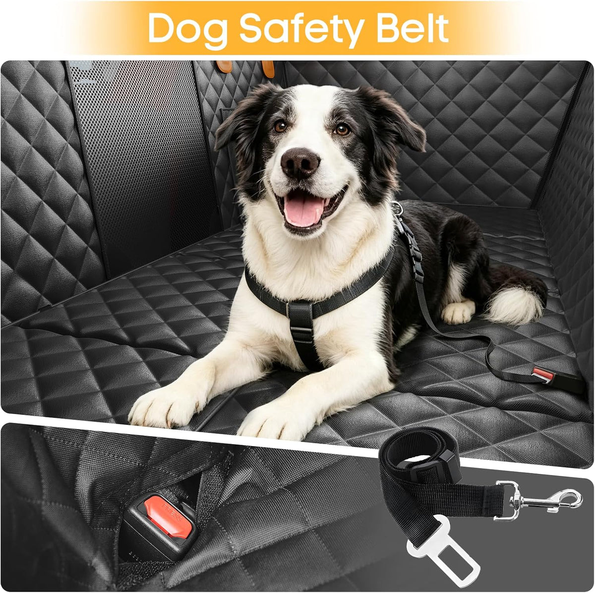 Dog Car Seat Cover for Back Seat, Hard Bottom Back Seat Extender
